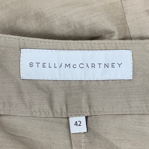 STELLA McCARTNEY Size 6 Khaki Cotton Silk Pleated Above Knee Skirt