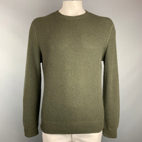 POLO by RALPH LAUREN Size L Olive Waffle Knit Cashmere Crew-Neck Pullover