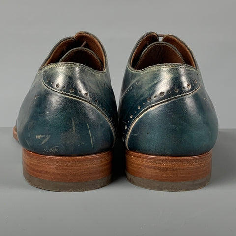 FRATELLI ROSSETTI Size 9.5 Green Antique Leather Lace Up Shoes