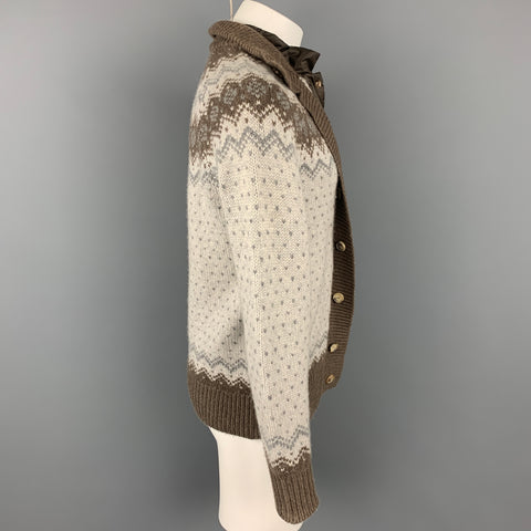 BRUNELLO CUCINELLI Size S Light Gray & Taupe Cashmere Simulated Vest Jacket
