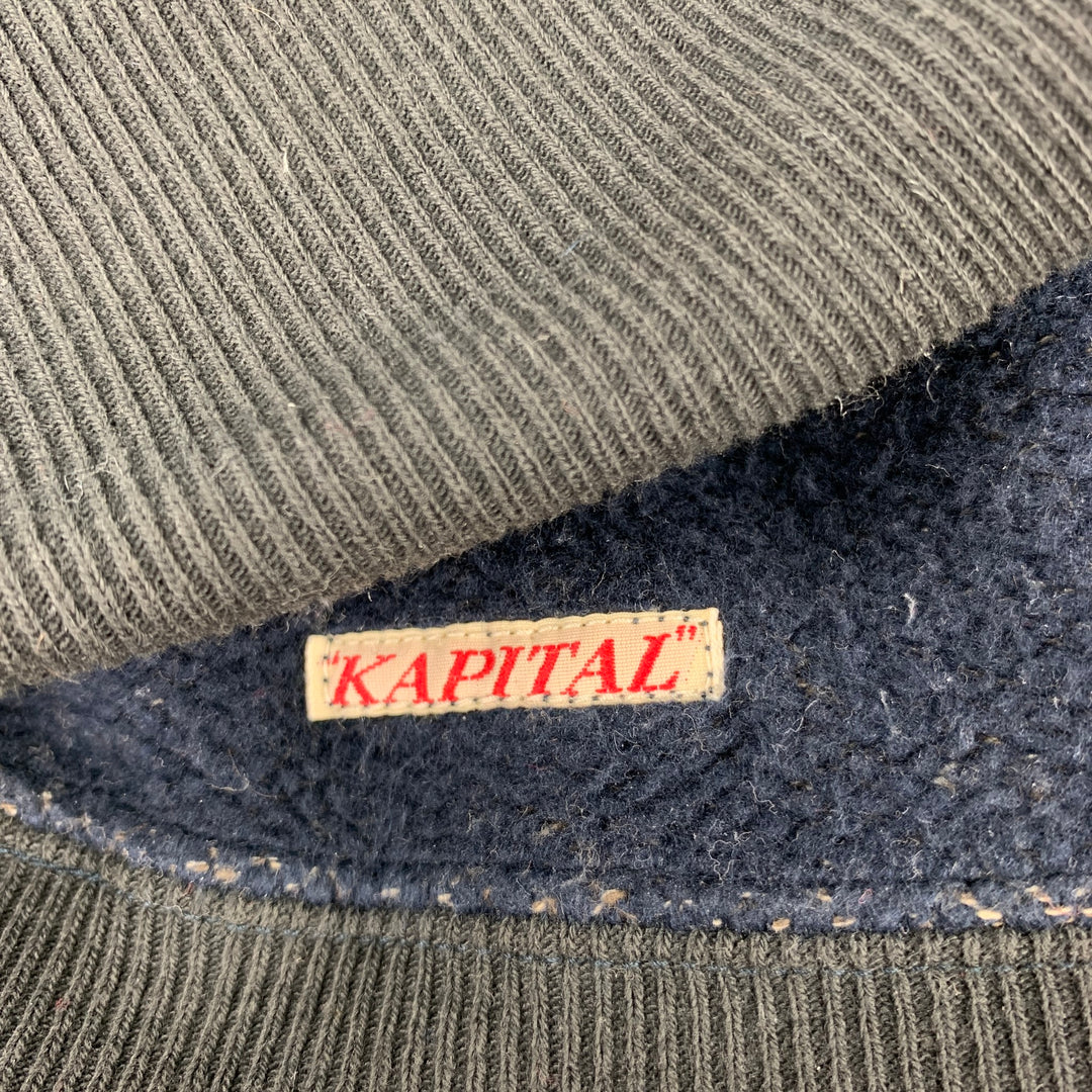 KAPITAL Gray Color Block Knitted Cotton Hat
