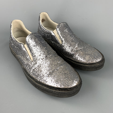 MAISON MARTIN MARGIELA Taille 10 Baskets à enfiler à paillettes argentées