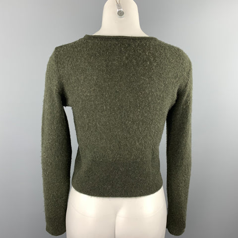 COLECCIÓN RALPH LAUREN Talla 8 Jersey de cachemira de punto verde oliva
