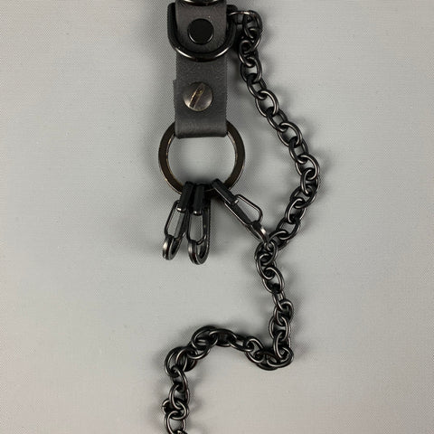 THE CELECT Black Faux Leather Metal Key Chain