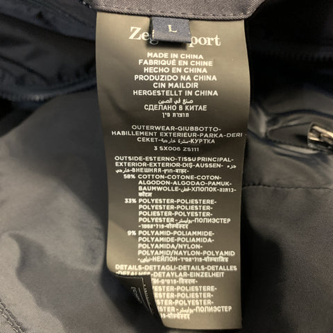 Z ZEGNA SPORT Size L Navy Waterproof Layered Military Jacket