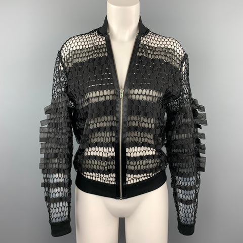 JEAN PAUL GAULTIER Taille M Veste zippée en polyester maille noire