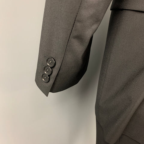 SAND Taille 42 Costume à revers cranté en laine noire régulière