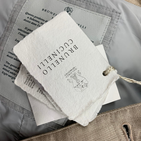 BRUNELLO CUCINELLI SS 20 Size M Beige Linen Quilted Vest