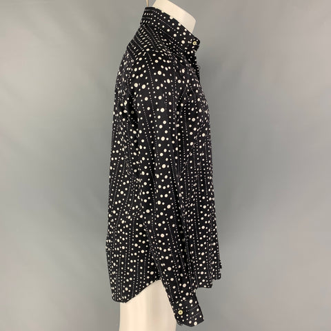 ETRO Size S Black White Dots Cotton Button Up Long Sleeve Shirt