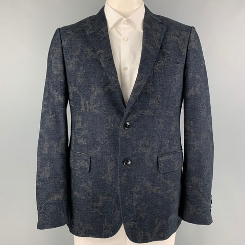 ETRO Size 42 Black Grey Abstract Wool Blend Sport Coat