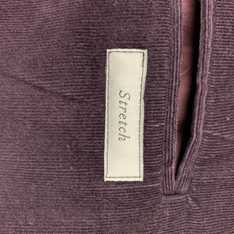 CANALI Size 38 Purple Corduroy Cotton Notch Lapel Suit