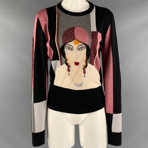 DOLCE &amp; GABBANA Taille 8 Pull à manches longues en mélange de cachemire multicolore