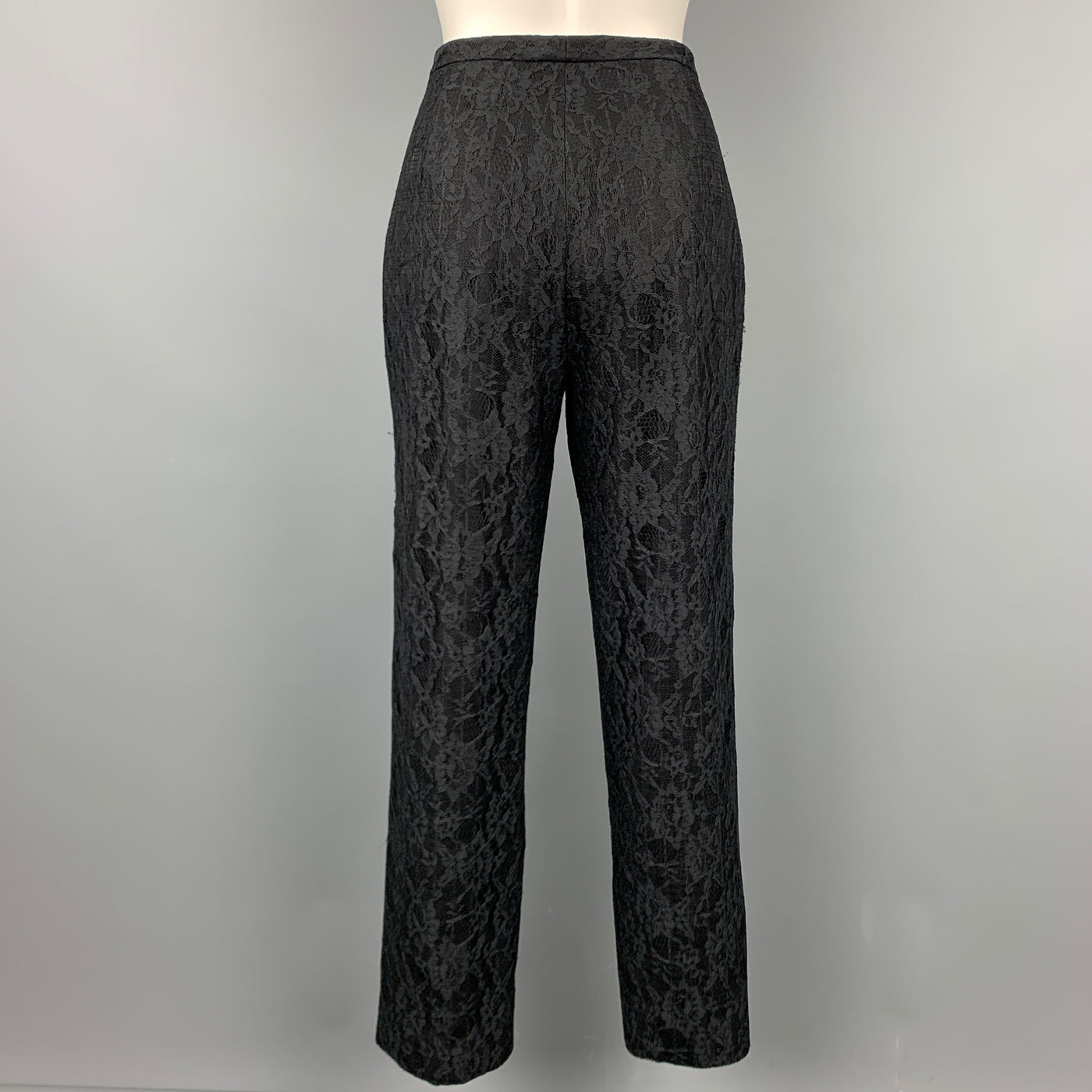 Vintage RICHARD TYLER Size 10 Black Lace Wool Blend Evening Dress Pants