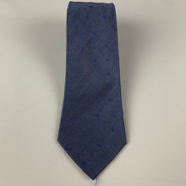 JIL SANDER Navy Textured Silk Flax Tie