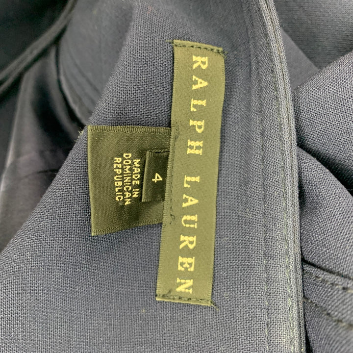 RALPH LAUREN Black Label Size 4 Navy Wool Pencil Knee-Length Skirt