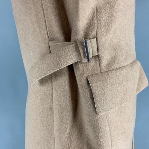 HELMUT LANG Size 42 Tan Solid Wool Blend Notch Lapel Coat