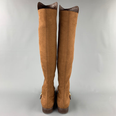 STUART WEITZMAN Taille 9,5 Bottes en cuir gaufré marron et cognac