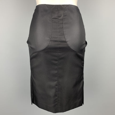 ALEXANDER MCQUEEN Size 6 Black Wool Blend Pencil Skirt