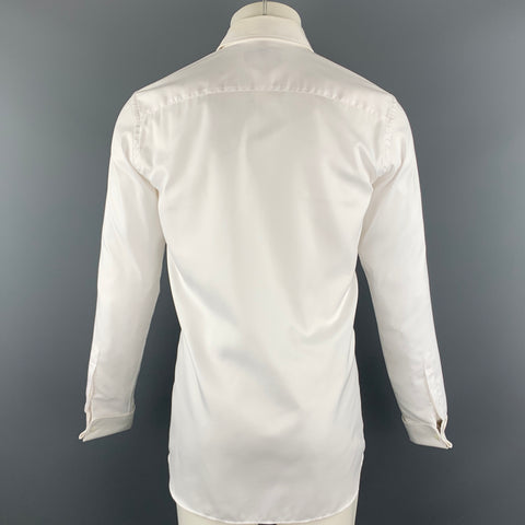 BURBERRY Size S White Pleated Cotton French Cuff Long Sleeve Shirt