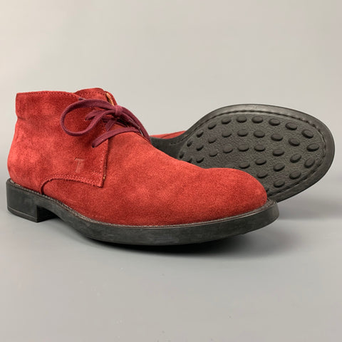 TOD'S Size 6 Burgundy Suede Ankle Lace Up Shoes