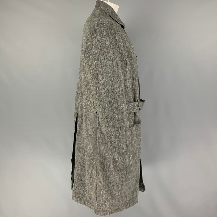 RRL par RALPH LAUREN Taille XL Manteau ceinturé en coton à chevrons gris