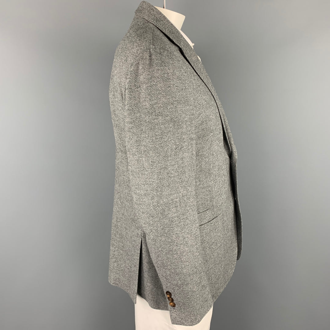 ERMENEGILDO ZEGNA Talla 48 Abrigo deportivo regular con solapa de muesca de lana / cachemir gris jaspeado