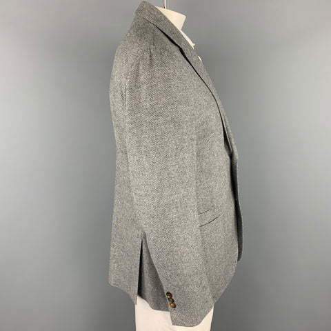 ERMENEGILDO ZEGNA Size 48 Regular Grey Heather Wool / Cashmere Notch Lapel Sport Coat