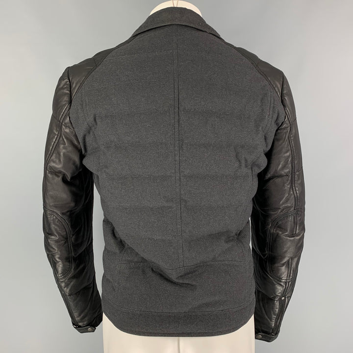 J. LINDEBERG Size M Charcoal Black Quilted Cotton Leather Jacket