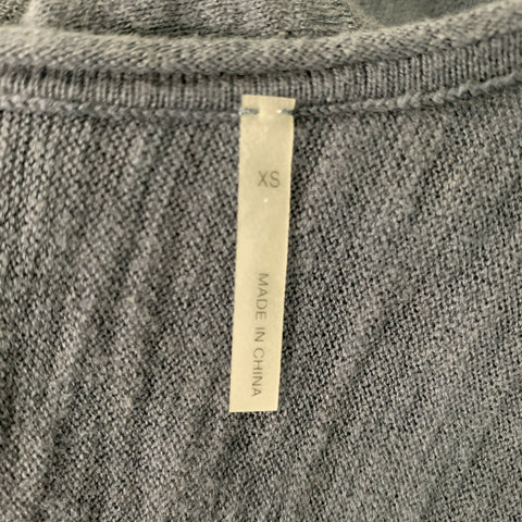 MARGARET OLEARY Size XS Navy Cotton Wrinkled Long Sleeve T-Shirt