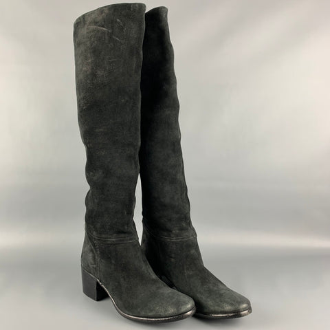 PREMIATA Talla 7.5 Botas altas hasta la rodilla de ante negro