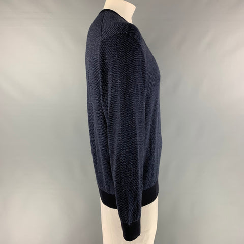 ERMENEGILDO ZEGNA Taille XXL Pull col V en laine mélangée marine