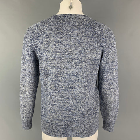 A.P.C. Size S Blue White Knit Camel Hair Crew-Neck Sweater