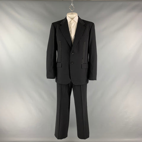 MOSCHINO Talla 46 Esmoquin negro liso con solapa de muesca en mezcla de poliamida