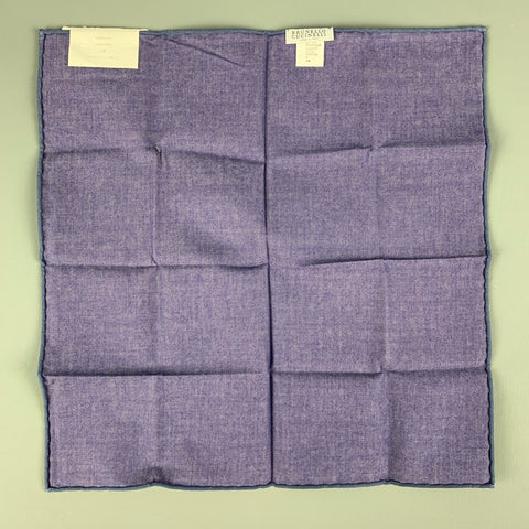 BRUNELLO CUCINELLI Pochette de costume en coton fleuri bleu marine aubergine
