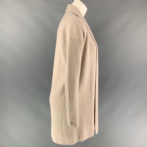 FALCONERI Size S Oatmeal Ribebd Cashmere Shawl Collar Cardigan