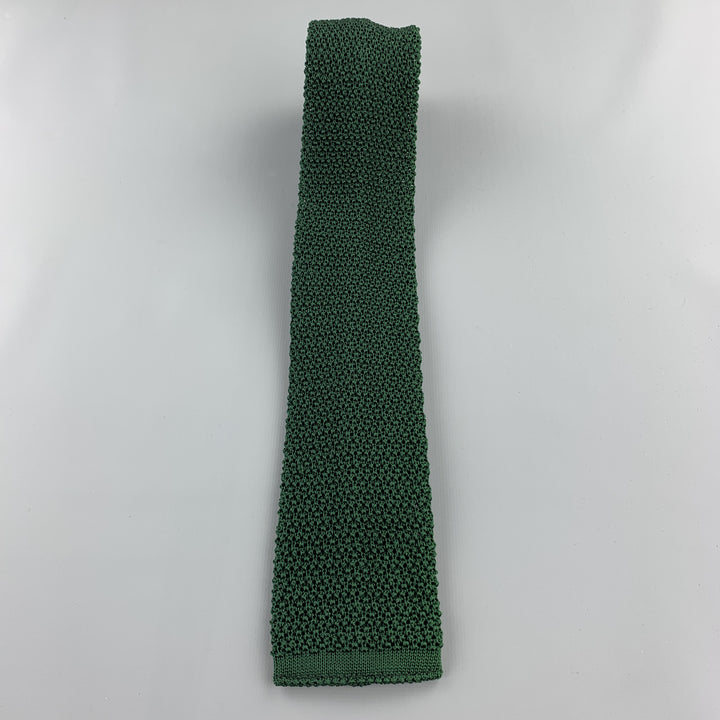 BUDD Forest Green Silk Textured Knit Tie