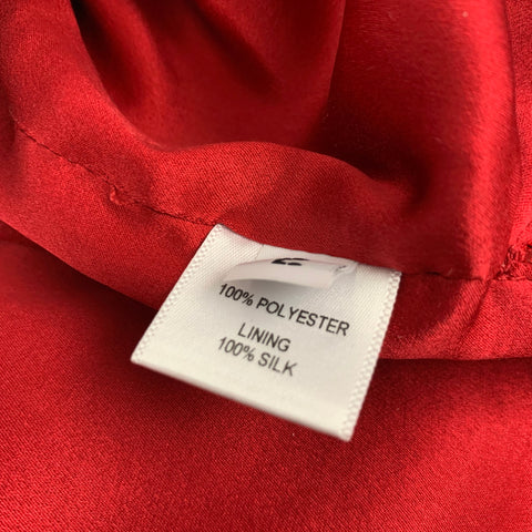 PRABAL GURUNG Size 2 Red Polyester Sequined Draped Dress Top