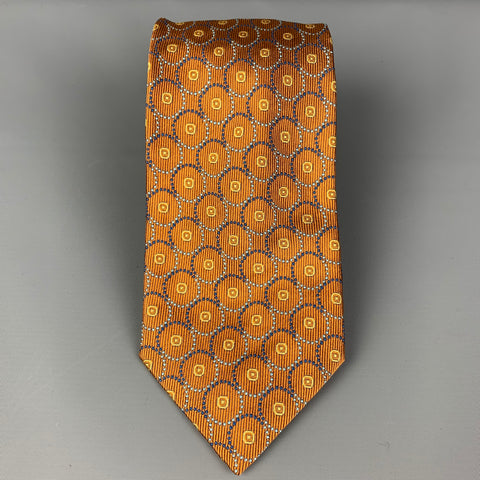 WILKES BASHFORD Mustard Blue Circles Silk Tie