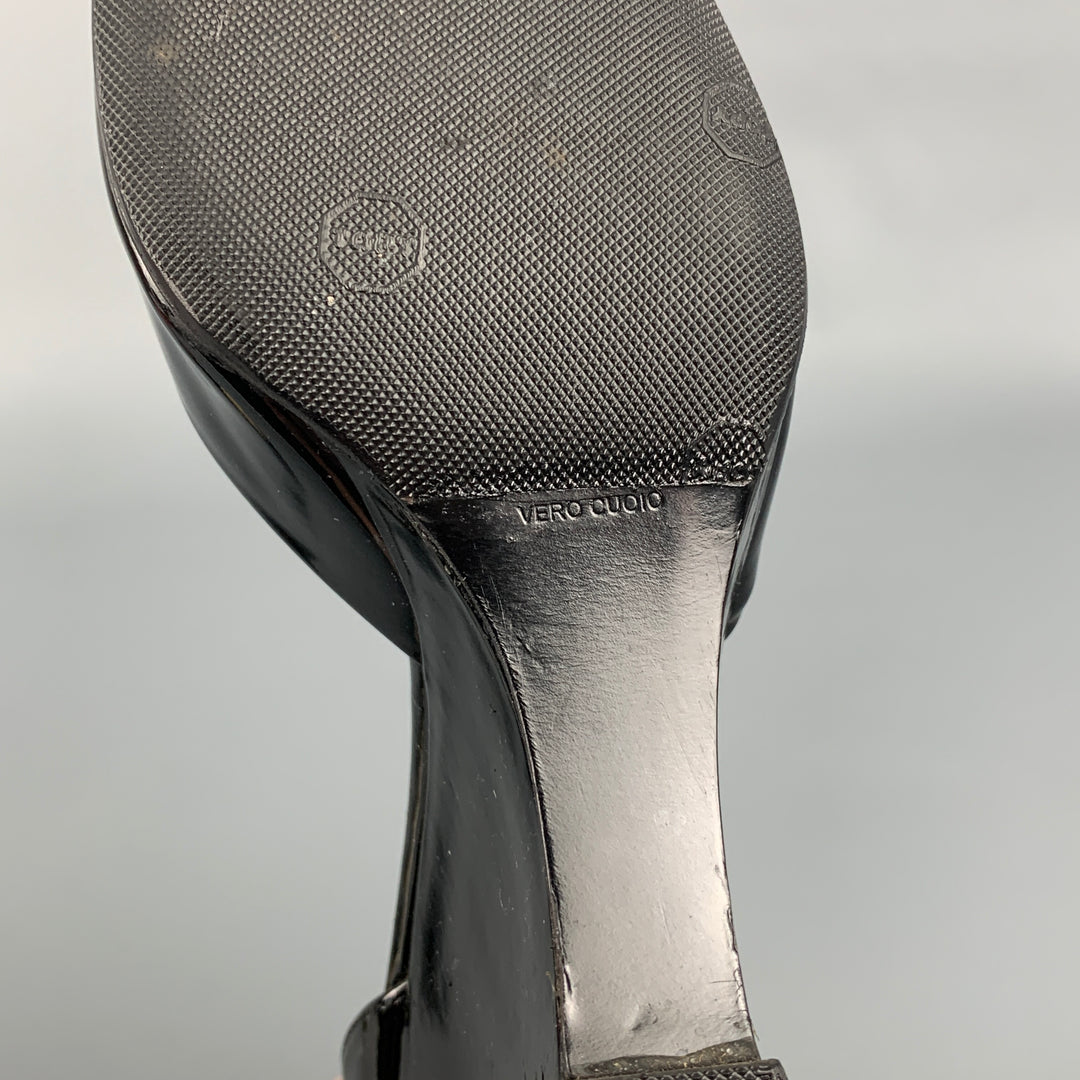 JIL SANDER Talla 6.5 Zapatos de tacón de charol con bloques de color negro y nude