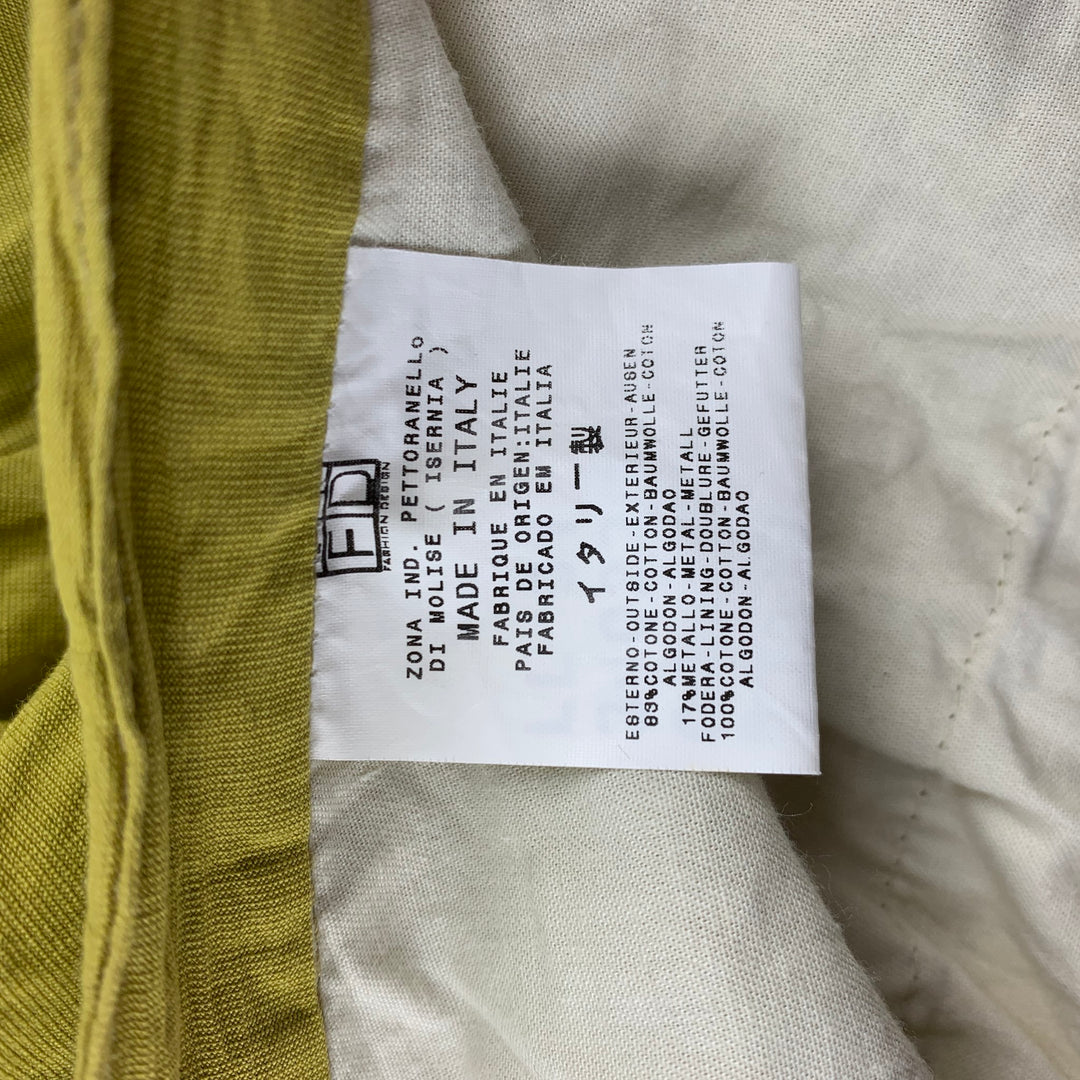 GIGLI Size 30 Chartreuse Wrinkled Cotton Blend Zip Fly Casual Pants