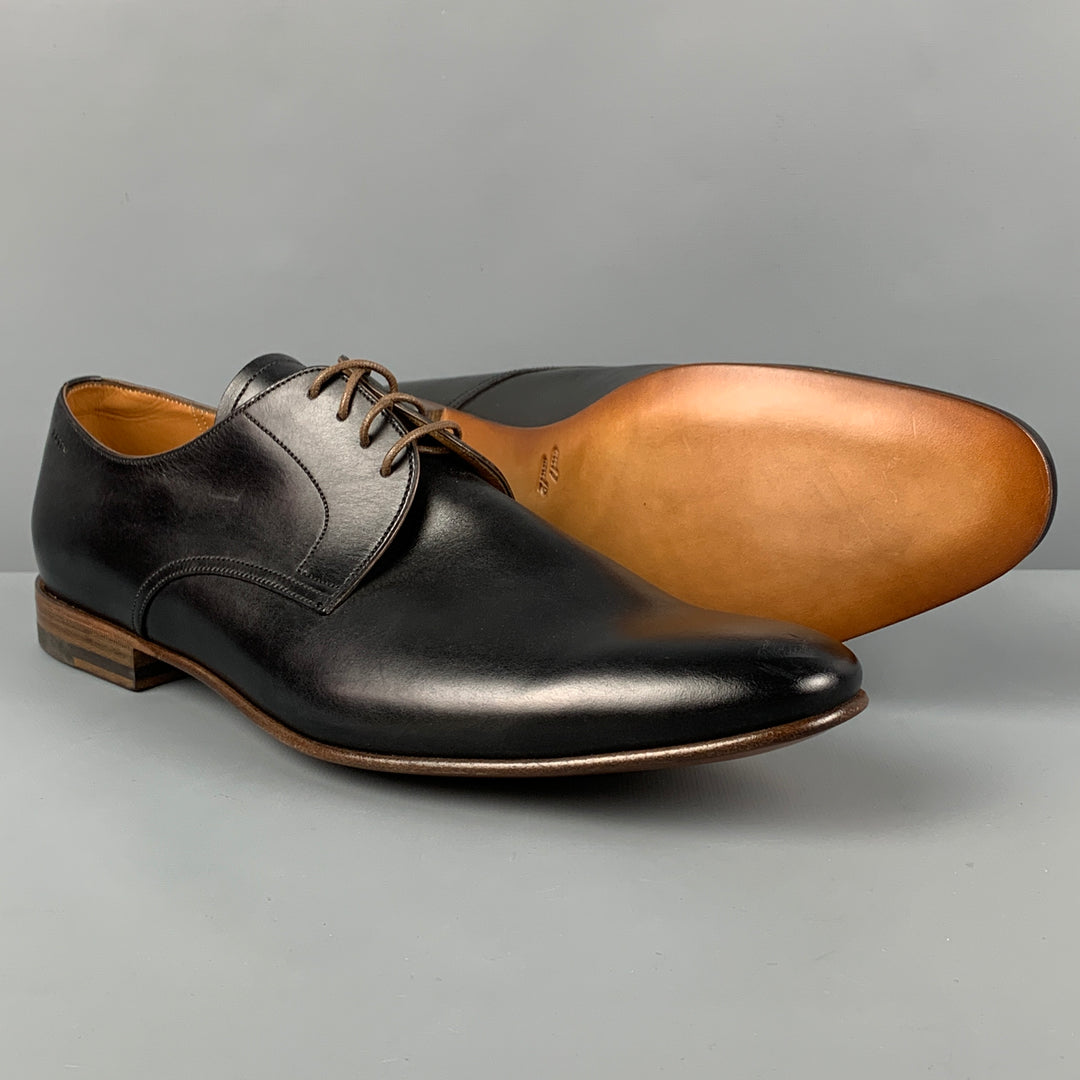 BALLY Size 12 Black Leather Lace Up Besty Shoes