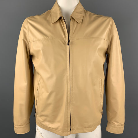 PAL ZILERI Size L Beige Polyester Zip Up Jacket