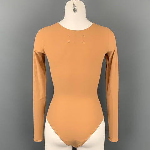MAISON MARTIN MARGIELA 2007 Size 6 Nude &  Black Nylon Bra Bodysuit