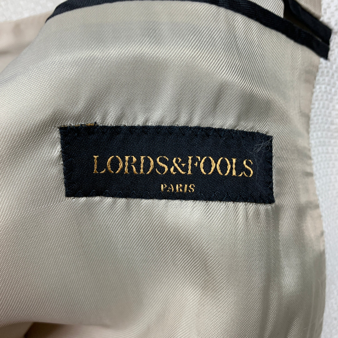 LORDS & FOOLS Size 38 Beige &  Black Woven Linen / Cotton Sport Coat