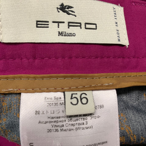 ETRO Pantalones de vestir con cremallera y elastano de algodón liso frambuesa talla 38