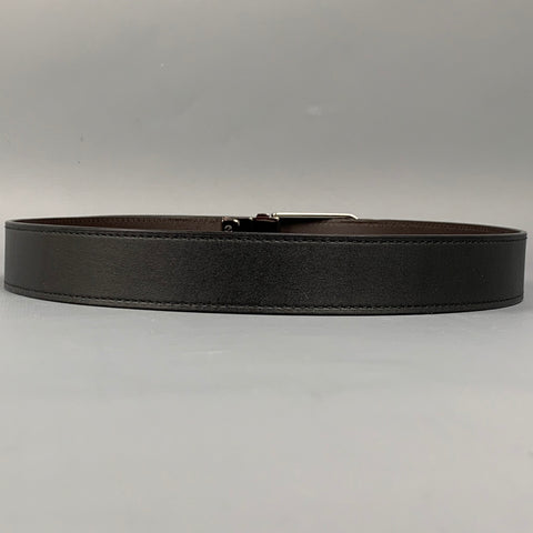 LOUIS VUITTON Size 34 Black & Brown Reversible Leather Belt