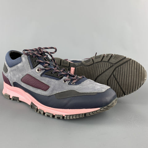 LANVIN Size 10 Multi-Color Mixed Materials Nylon Lace Up Sneakers