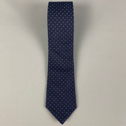 BLADE+BLUE Navy Grey Dots Cotton Tie