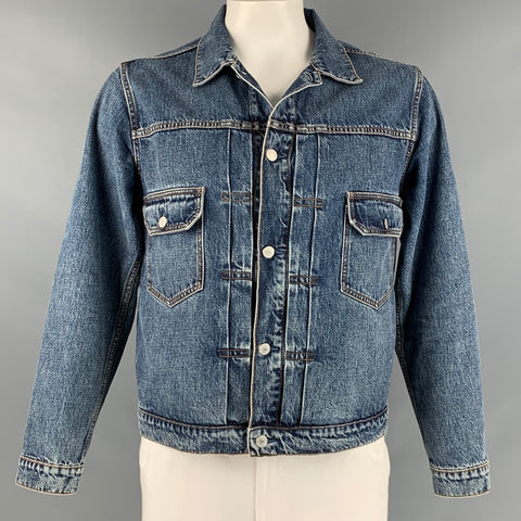 PAYNTER Size L Blue Denim Trucker Jacket