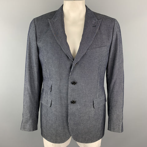 RRL by RALPH LAUREN Size 44 Indigo Pinstripe Cotton Peak Lapel Sport Coat